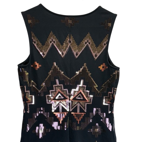 Express Black and Gold Southwestern Design Sequin Dress. Size XS - Picture 5 of 10